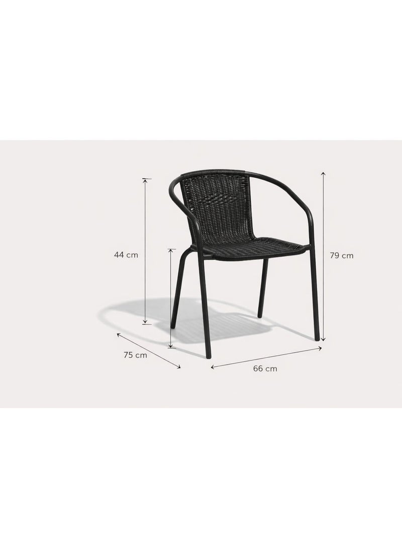 Harmony Home Modern Garden Patio Dining Chair |attan Chair | Weather-Resistant Outdoor Seating for Patio, Balcony & Garden – Black - Image 4